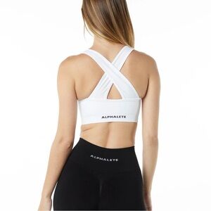 Alphalete White Cross-Back Sports Bra